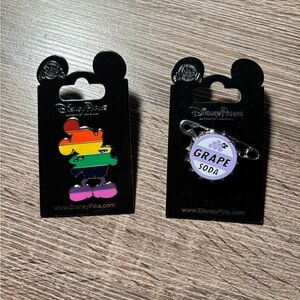 Disney Grape Soda Pin & Rainbow Mickey Pin